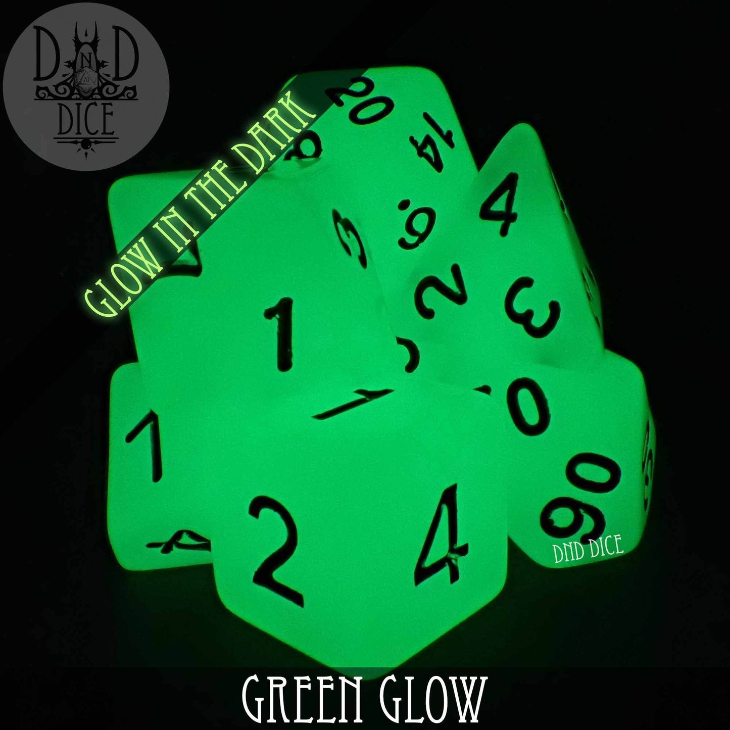 Green Glow in the Dark Dice Set - 