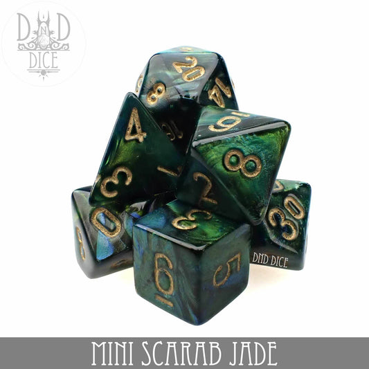 Mini Scarab Jade Dice Set (10mm) - 