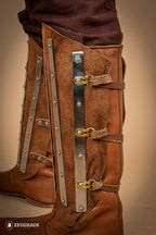 Splinted Suede Leather Greaves Brown