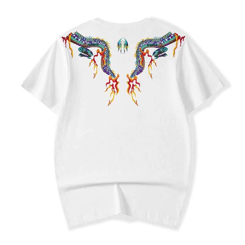 KH727 Flying Dragons Embroidery Tee - White / S