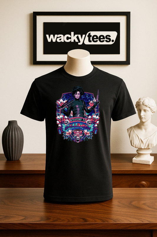 Welcome to Halloween Edward Scissorhands Horror Terror Halloween Graphic Tee Shirt