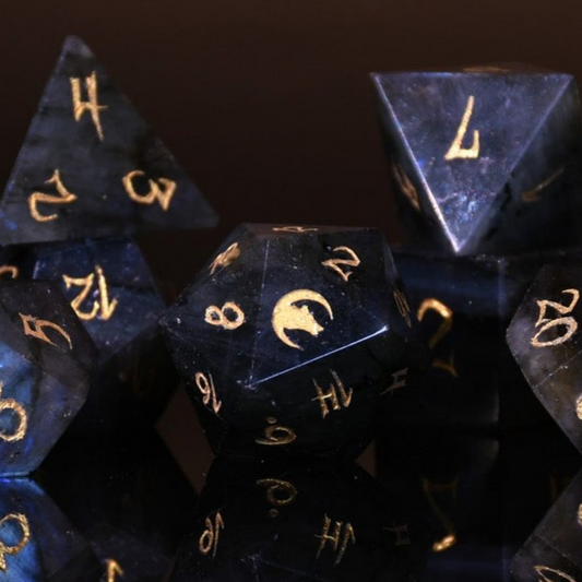 Werewolf Labradorite "Moonstone" Stone Dice Set 'PRE-ORDER | SPRING EVENT DEAL'