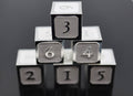 6 piece Metal D6's - White and Silver - 