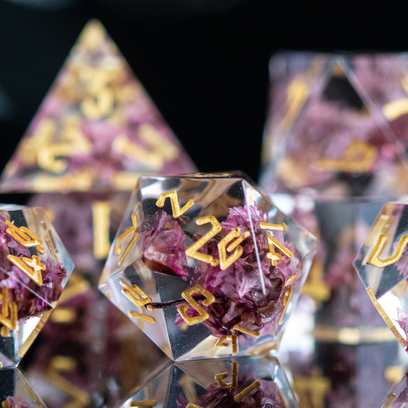 Wither and Bloom Sharp-Edged Resin Dice Set