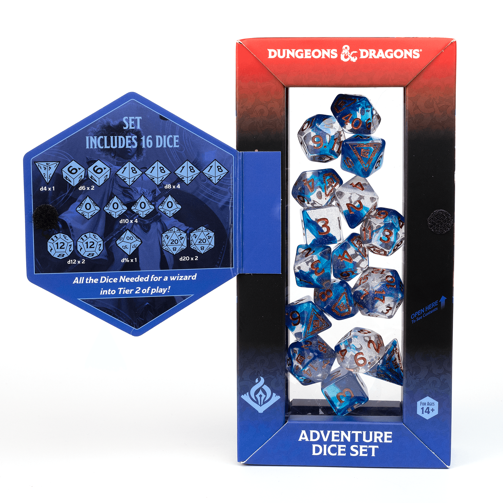 D&D Adventure Dice Set - Wizard Edition | Blue 16pc Collection - 