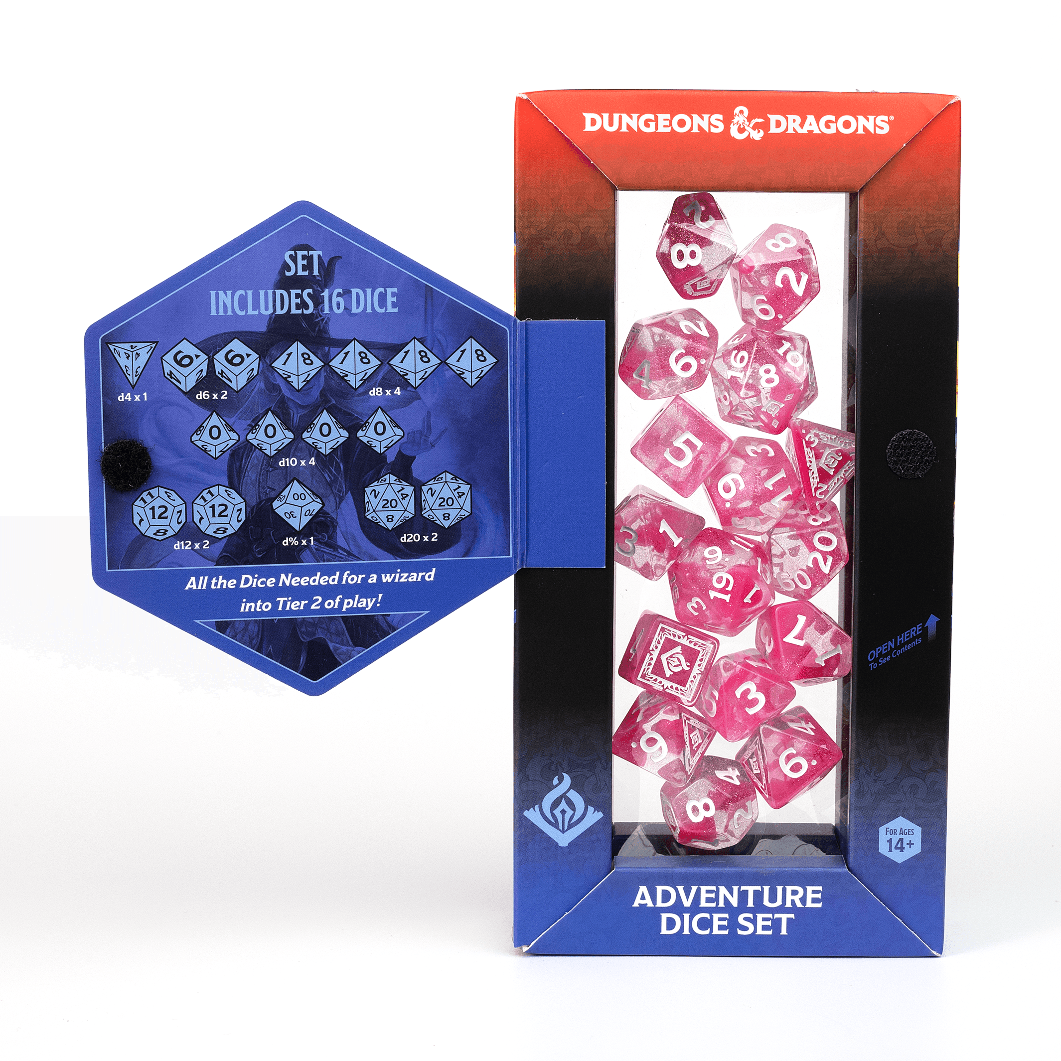 D&D Adventure Dice Set - Wizard Edition | Fuchsia 16pc Collection - 
