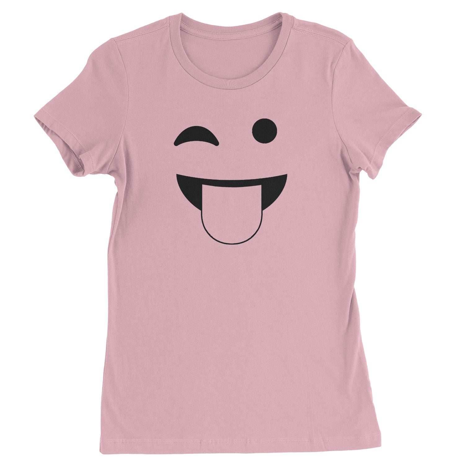 Emoticon Tongue Hanging Out Smile Face Womens T-shirt - Light Pink / Womens X-Small