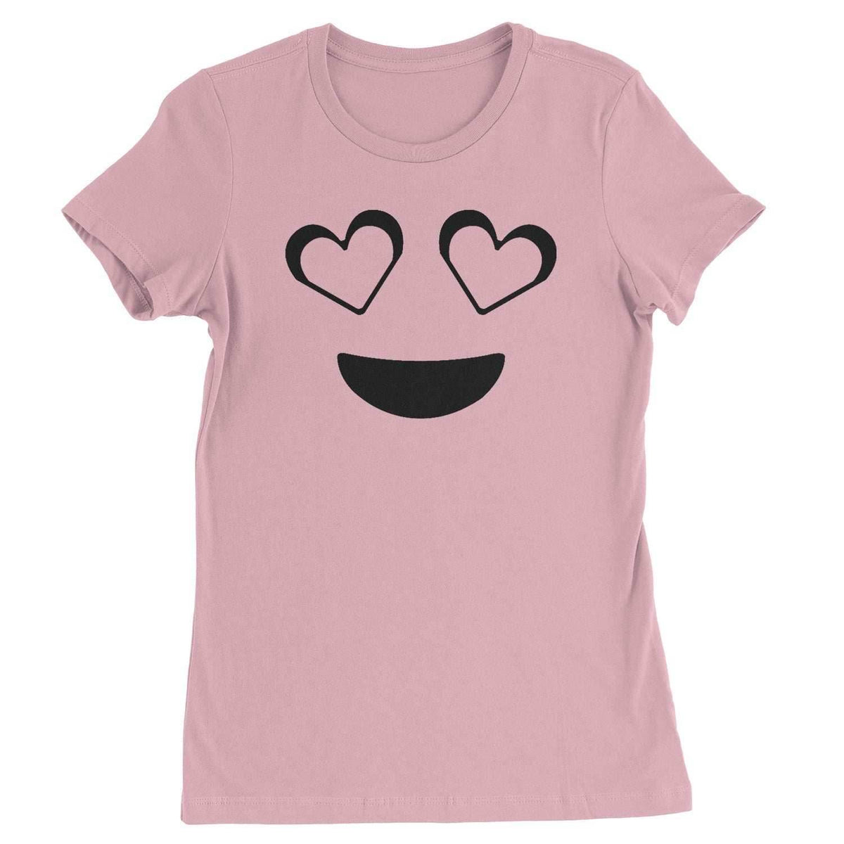 Emoticon Heart Eyes Smile Face Womens T-shirt - Light Pink / Womens X-Small