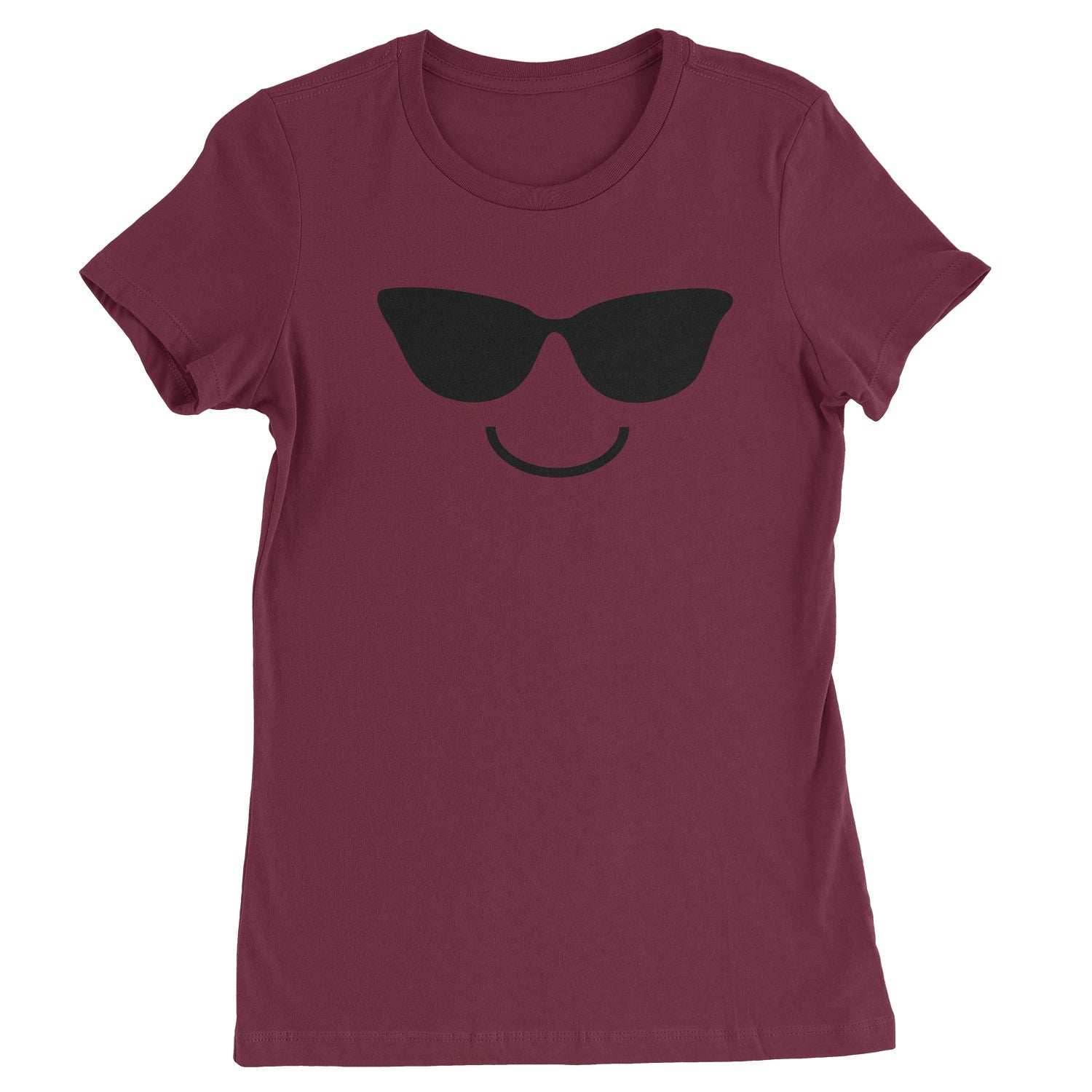 Emoticon Sunglasses Smile Face Womens T-shirt - Maroon / Womens X-Small