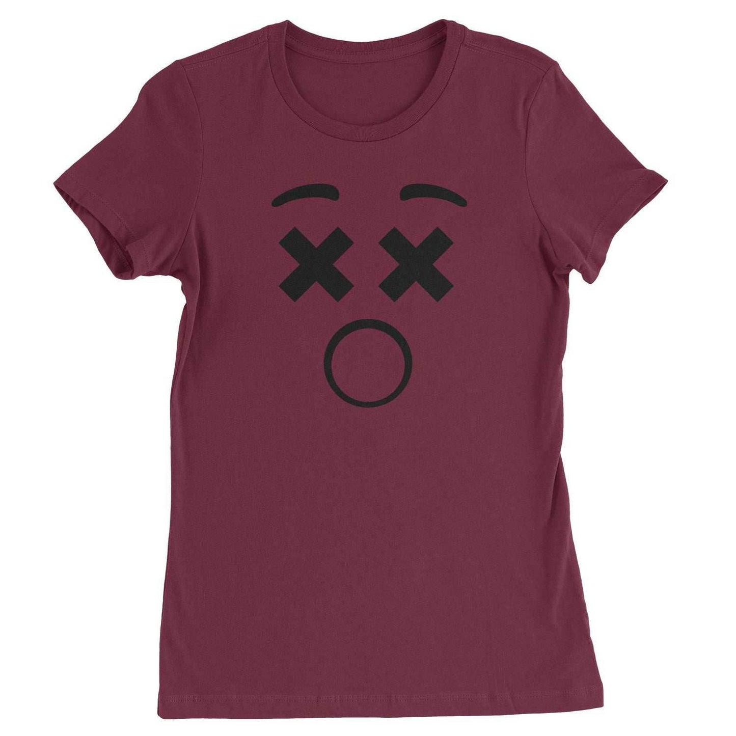 Emoticon XX Eyes Smile Face Womens T-shirt - Maroon / Womens X-Small