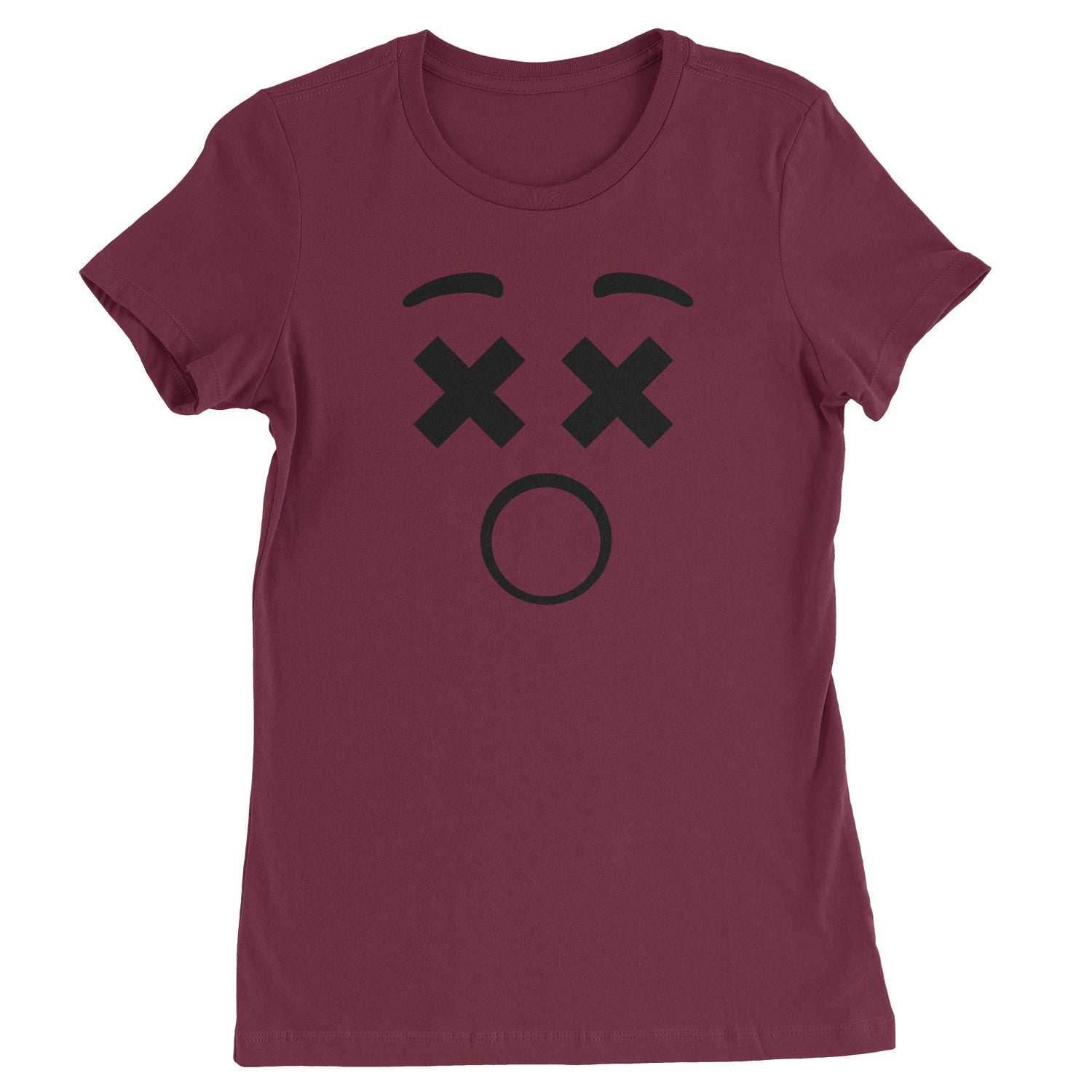 Emoticon XX Eyes Smile Face Womens T-shirt - Maroon / Womens X-Small