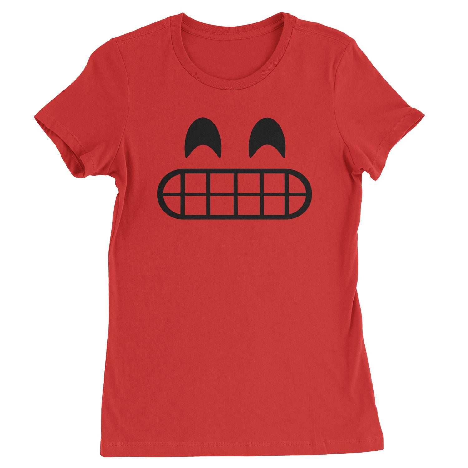 Emoticon Grinning Smile Face Womens T-shirt - Red / Womens X-Small