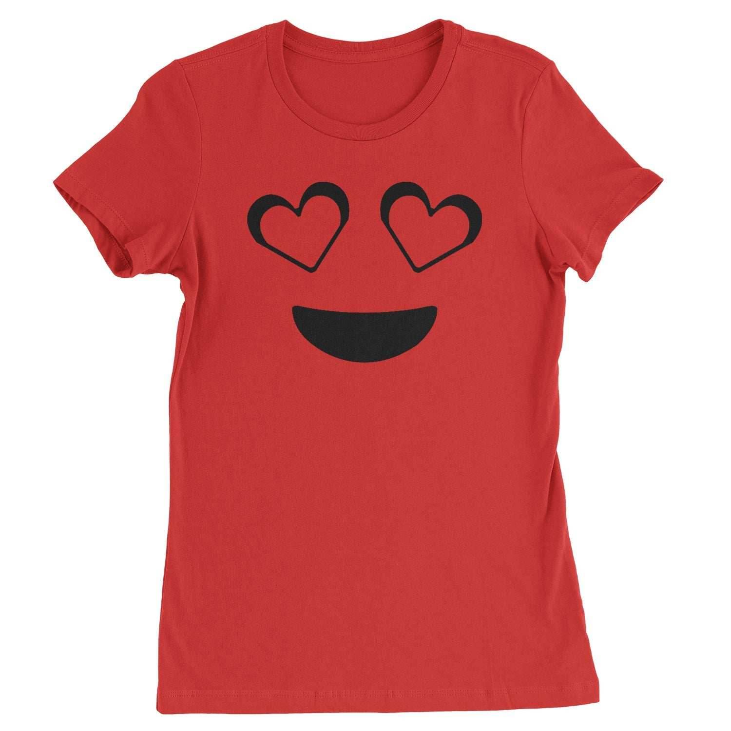 Emoticon Heart Eyes Smile Face Womens T-shirt - Red / Womens X-Small