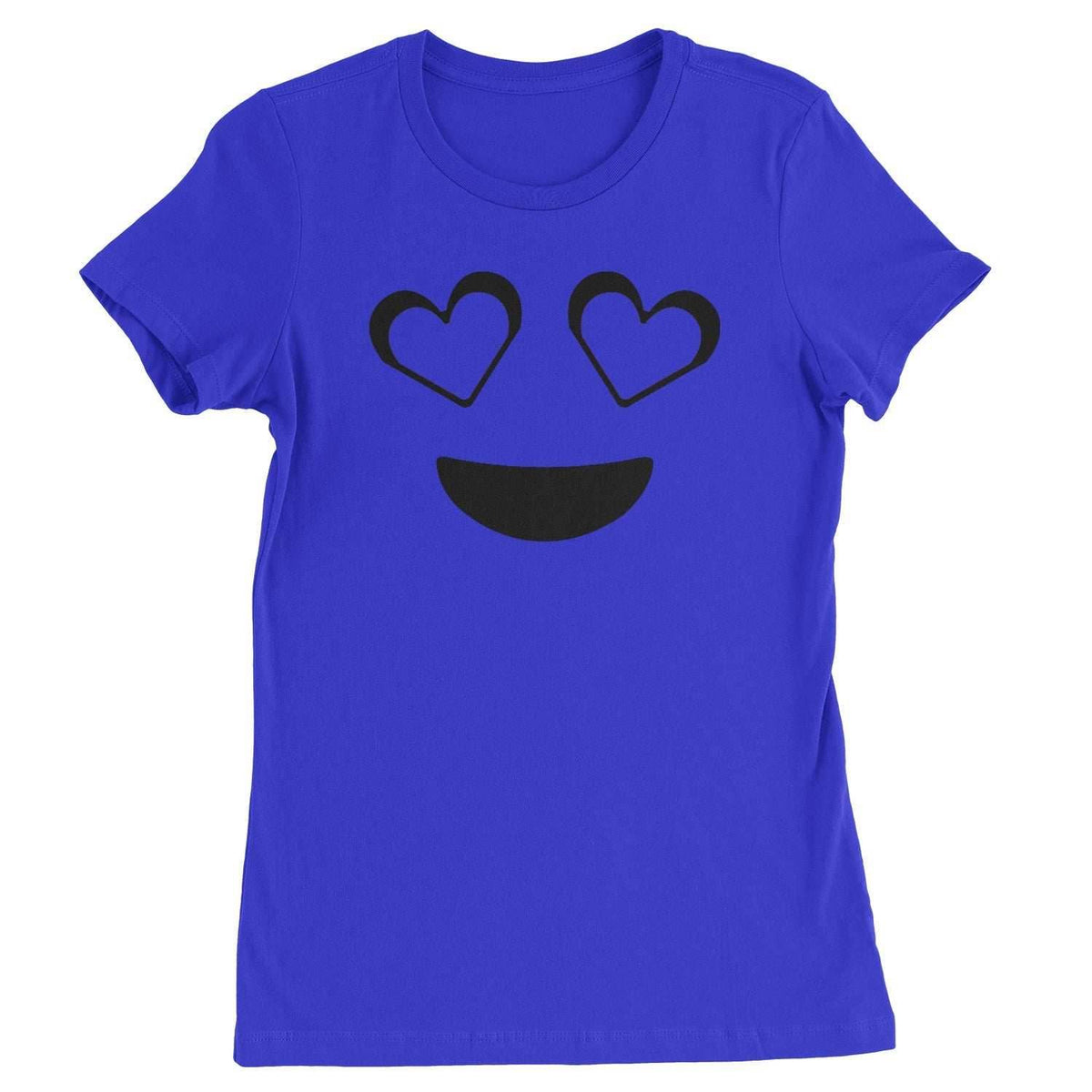 Emoticon Heart Eyes Smile Face Womens T-shirt - Royal Blue / Womens X-Small