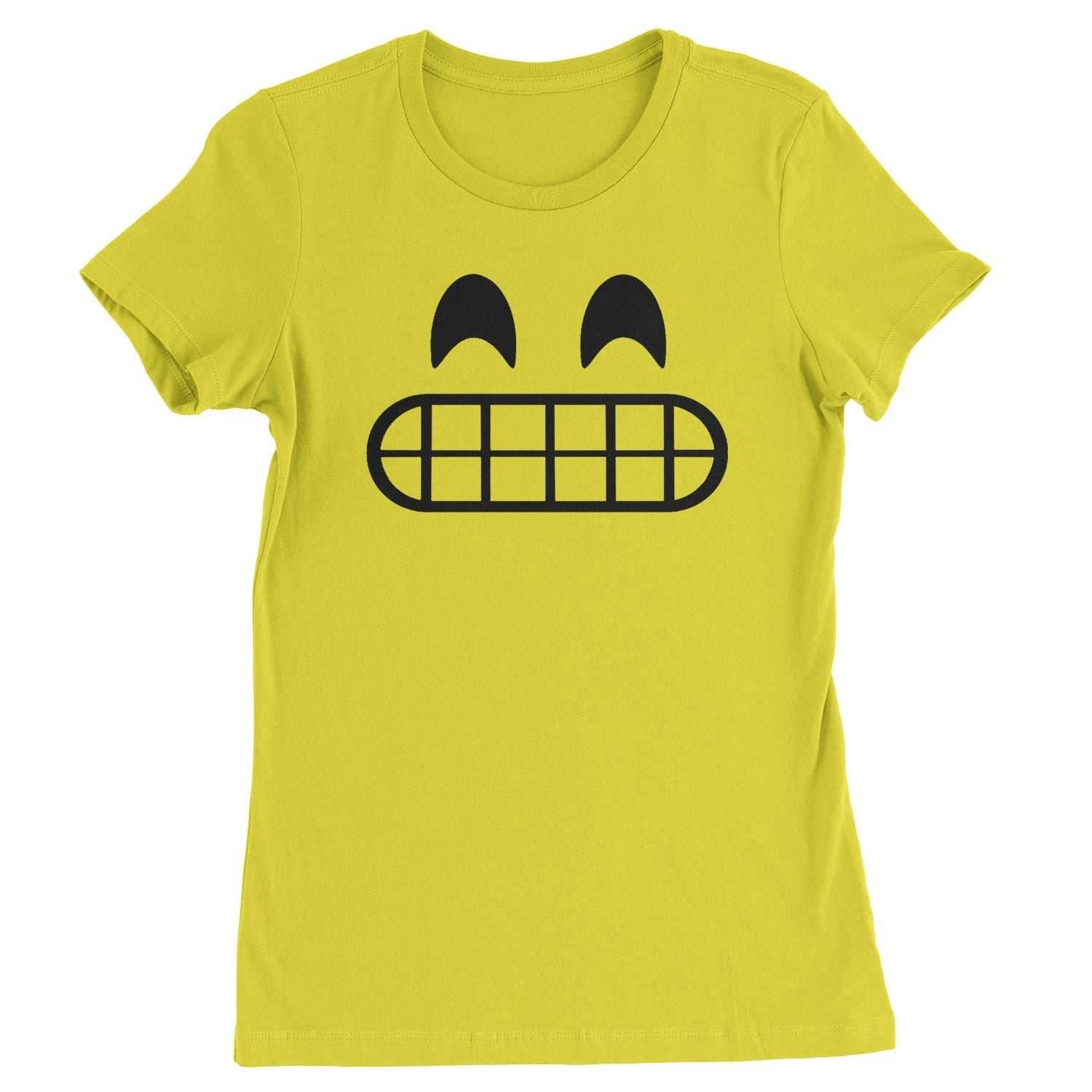 Emoticon Grinning Smile Face Womens T-shirt - Yellow / Womens X-Small