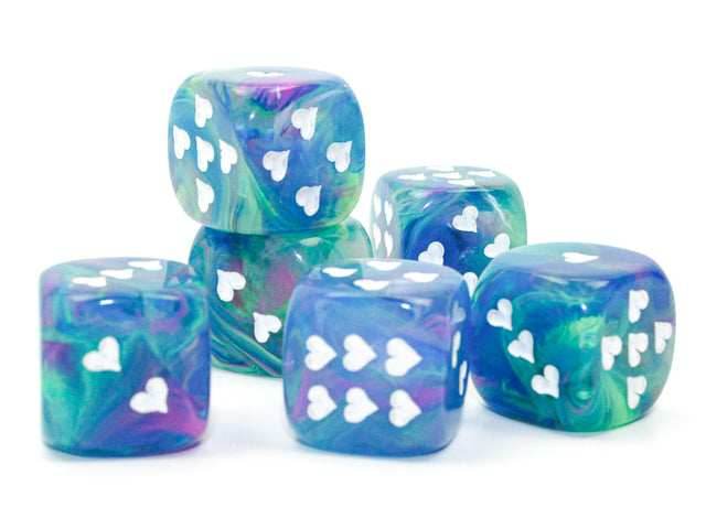 Heart Pips 16MM d6 | 7 Color Options | Multipack Options - Festive Waterlily: 5-Pack