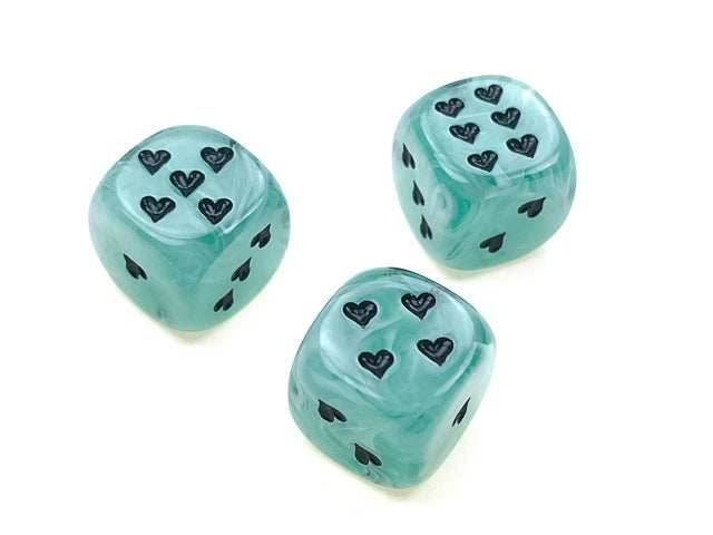 Heart 16mm Cirrus® w/pips Green/black d6 | Heart Dice - 