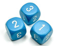 Opaque 16mm d3 (d6 w/ 1-2-3 twice) Light Blue/white (SOLD PER PIECE) - 