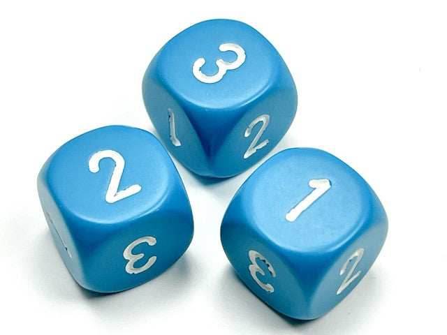 Opaque 16mm d3 (d6 w/ 1-2-3 twice) Light Blue/white (SOLD PER PIECE) - 