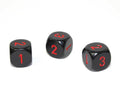 Opaque 16mm d3 (d6 w/1-2-3 twice) Black/red (sold per piece) - 