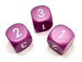 Opaque 16mm d3 (d6 w/ 1-2-3 twice) Light Purple/white (SOLD PER PIECE) - 