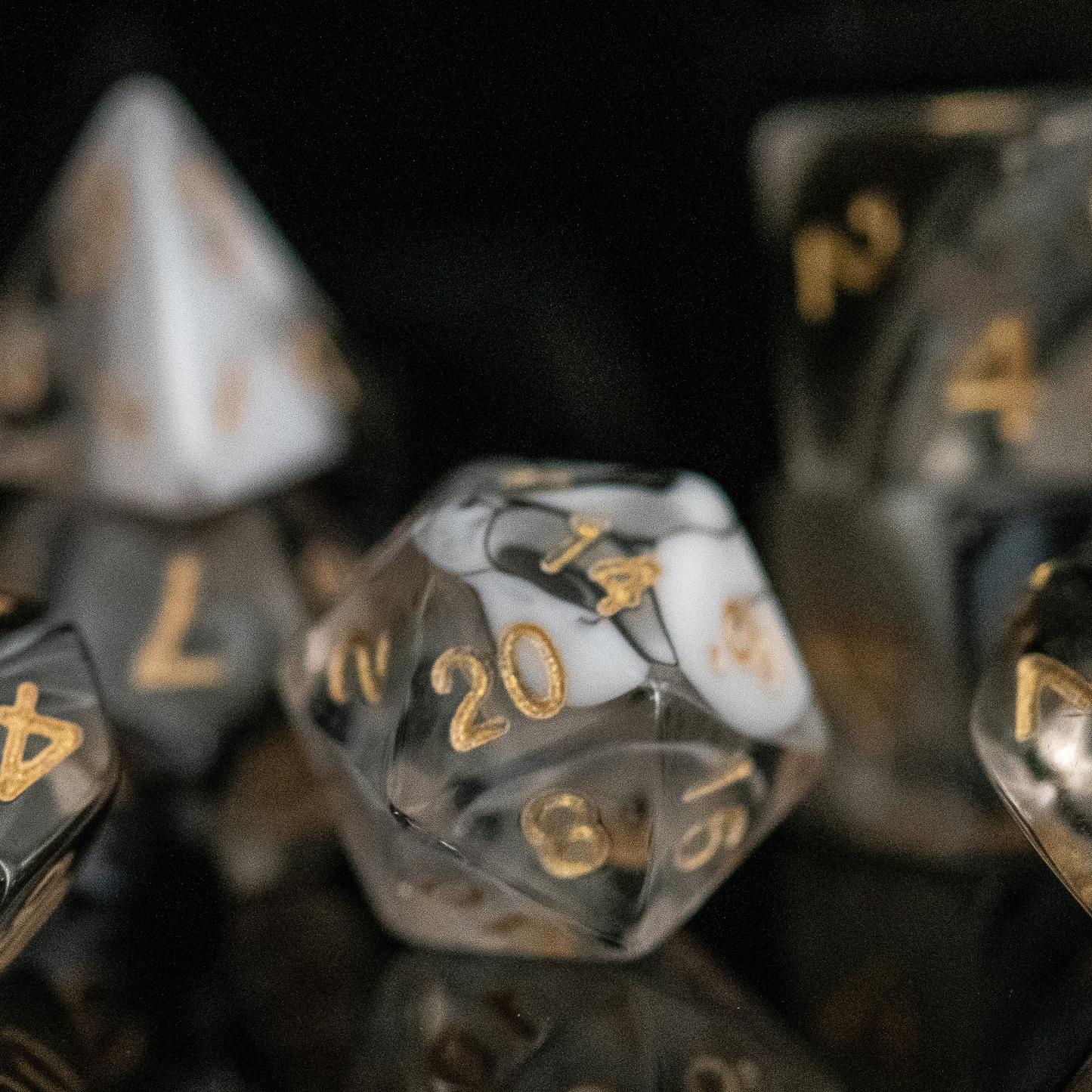 Yin and Yang Acrylic Dice Set