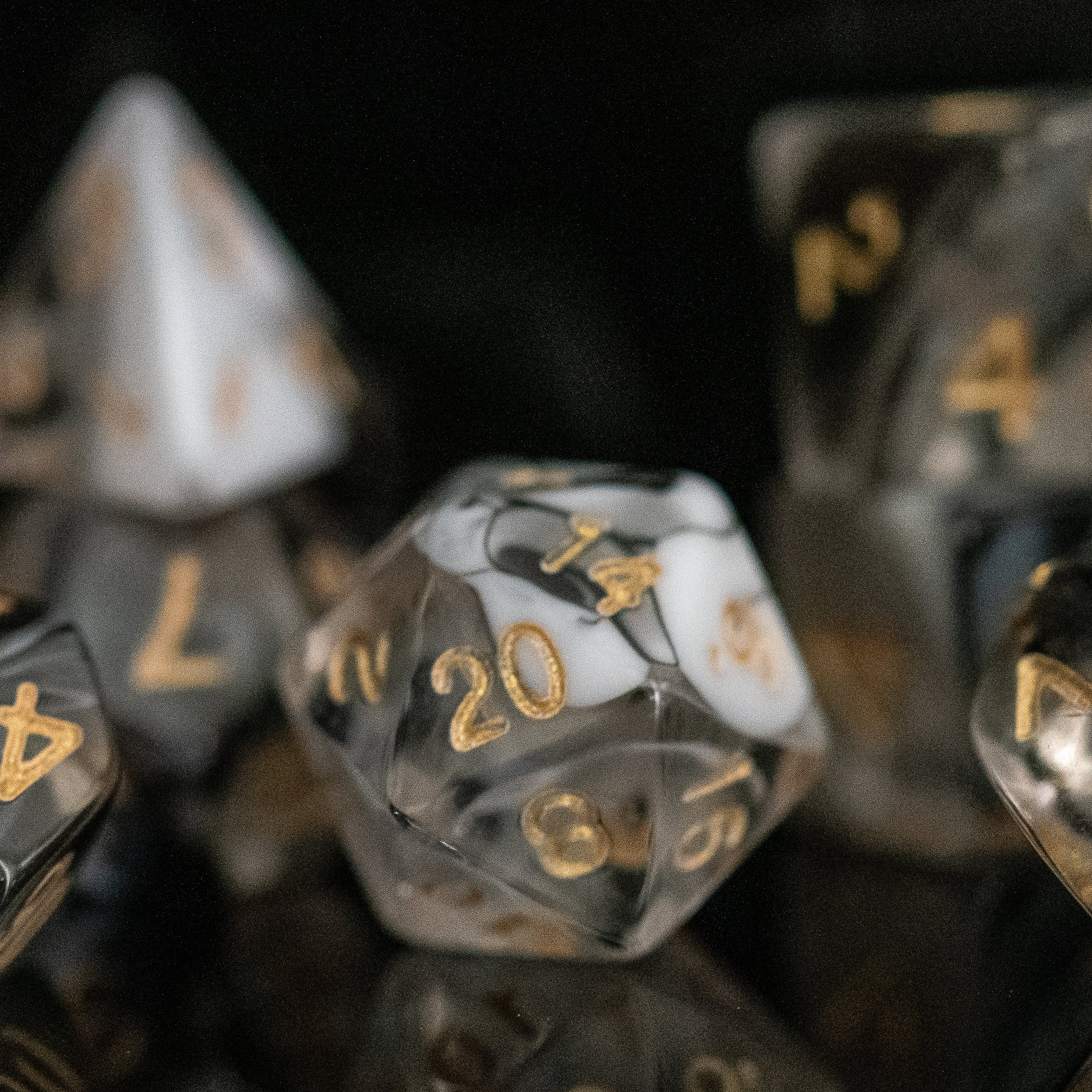 Yin and Yang Acrylic Dice Set