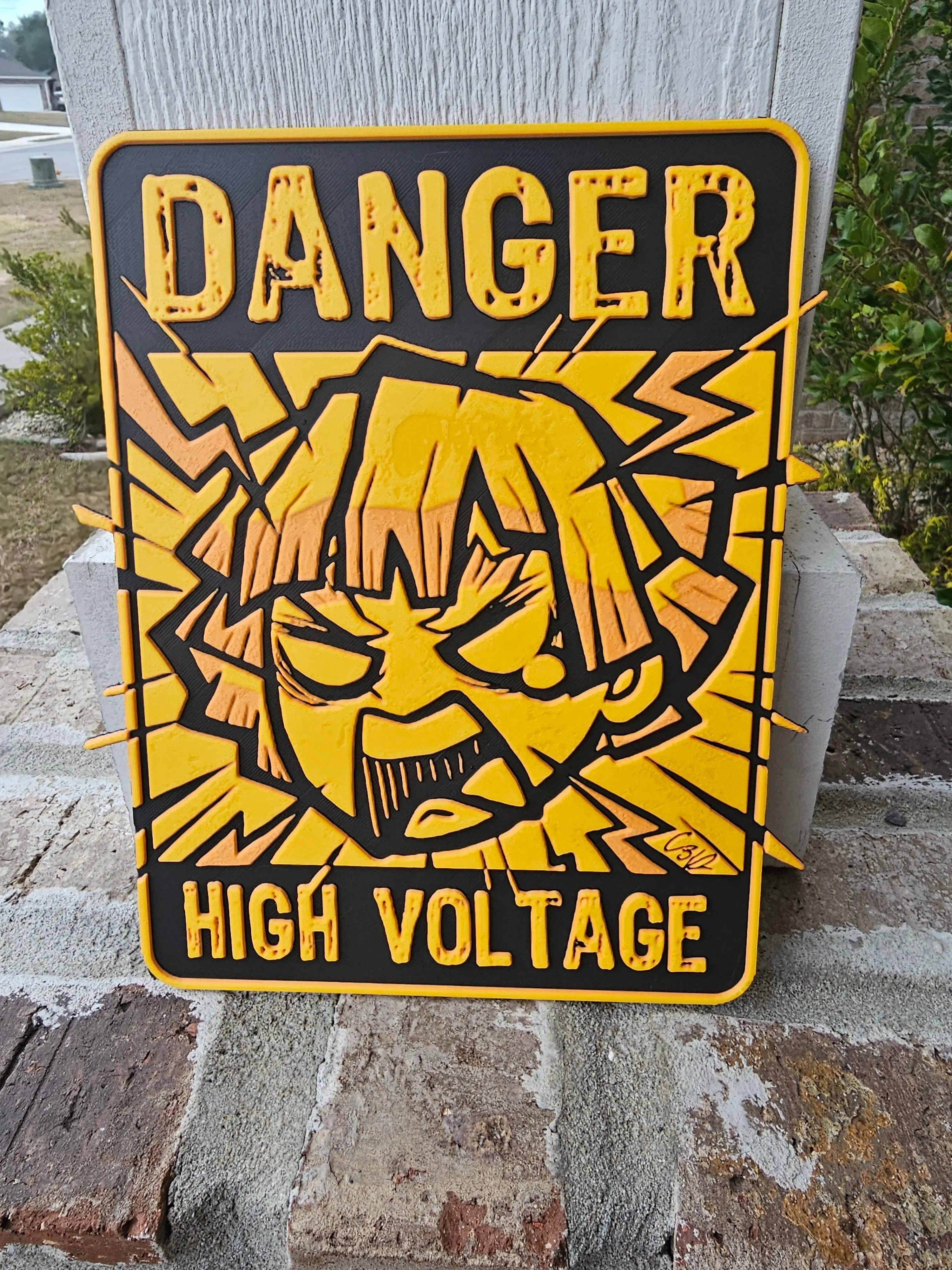 Zenitsu “High Voltage” HueForge Door Poster – Demon Slayer Anime Wall Art