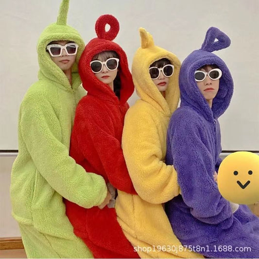 A-home 4 Colors Teletubbies Cosplay For Adult Funny Tinky Winky Anime Dipsy Laa-laa Po Soft Long Sleeves Piece Pajamas Costume