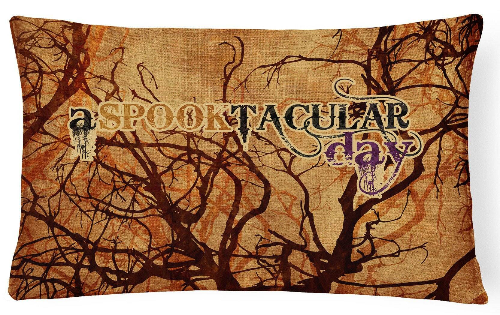 A Spook Tacular Day Halloween Canvas Fabric Decorative Pillow - 
