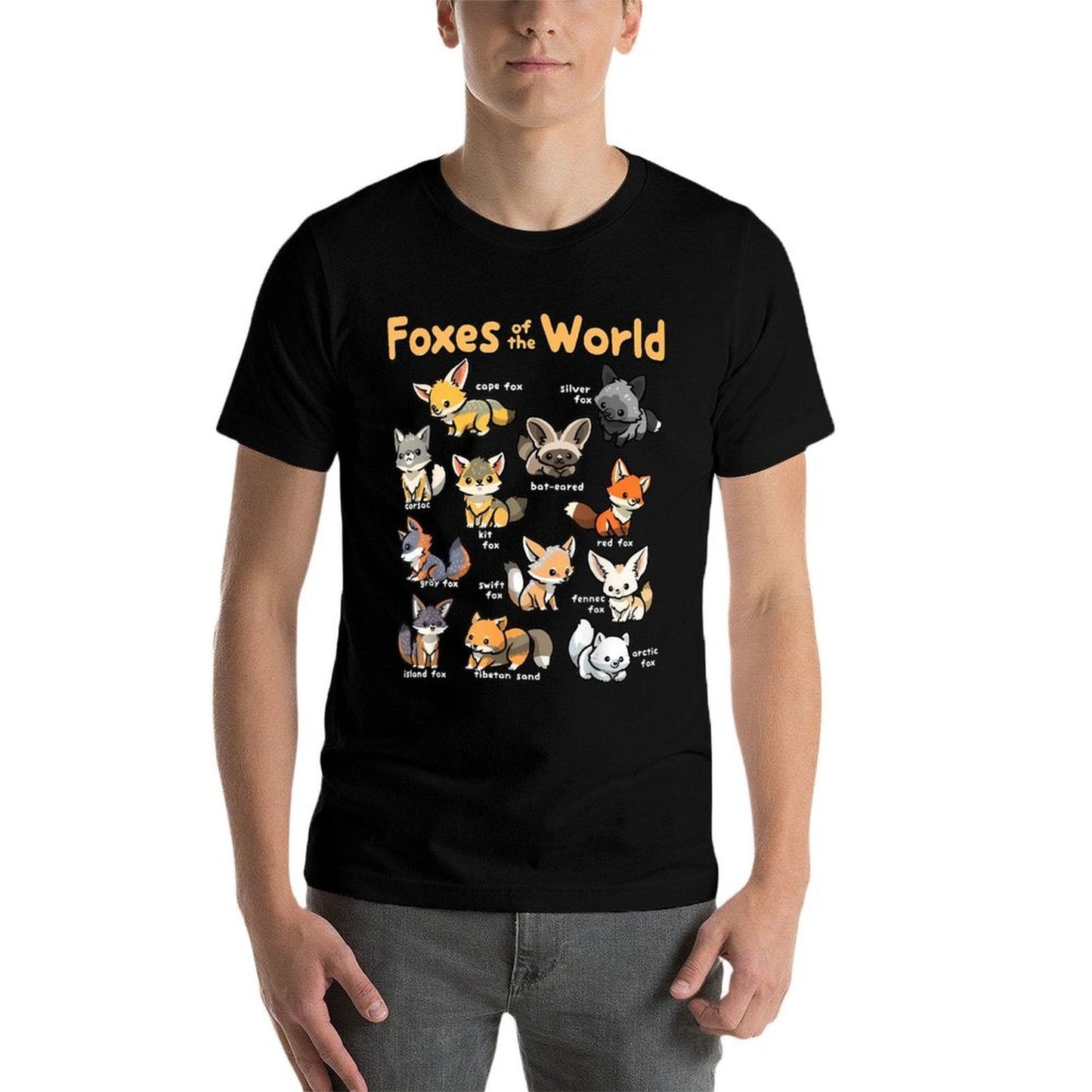 Kawaii Fox Animals of The World Educational Animal Fox Lover  Summer-ready Fabric T-Shirt
