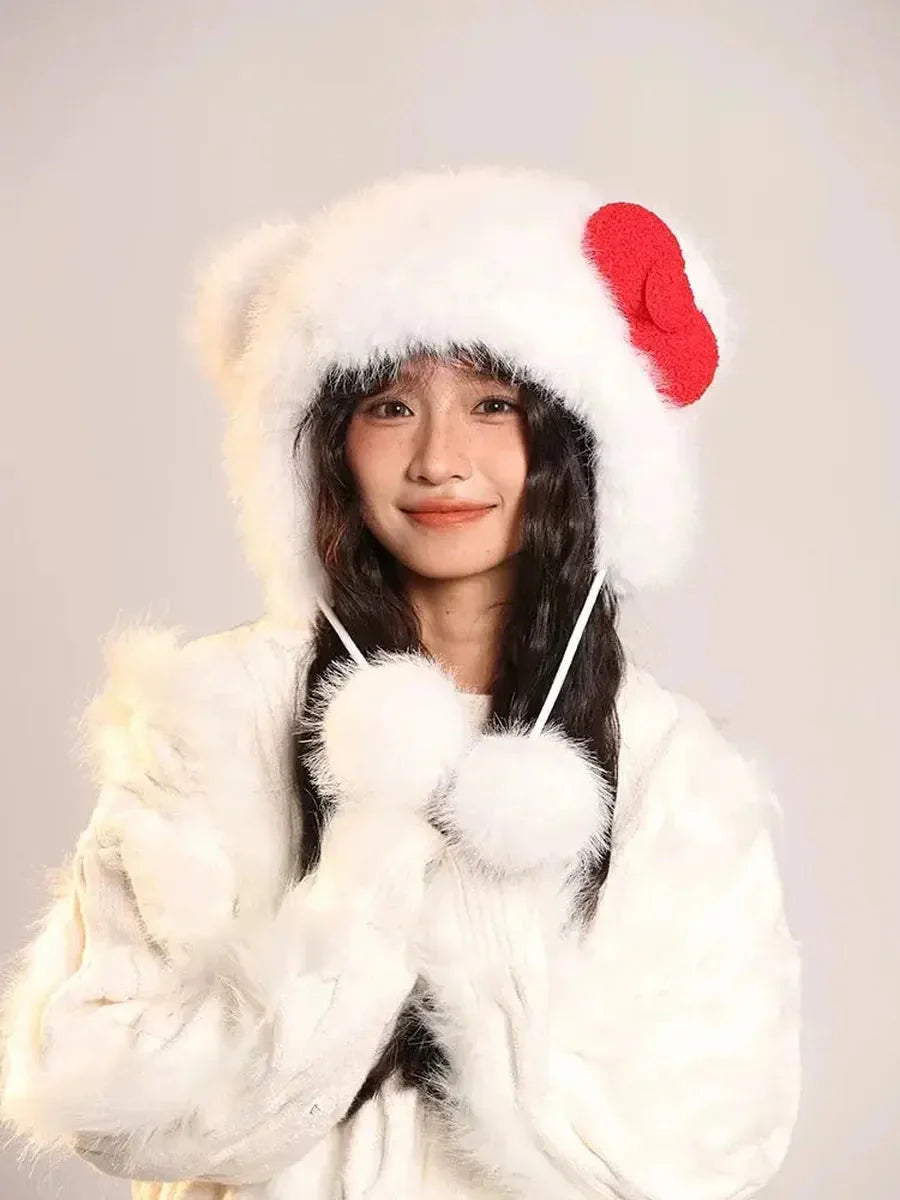 'Ring the Bell' Holiday Kitty Fluffy Ribbon Hat