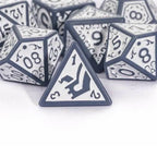 Grey with White Irregular Pattern Fill: 7-Piece Acrylic Dice Set - 