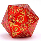 Wizard Solid Metal Polyhedral Dice Set - Red with Gold - 