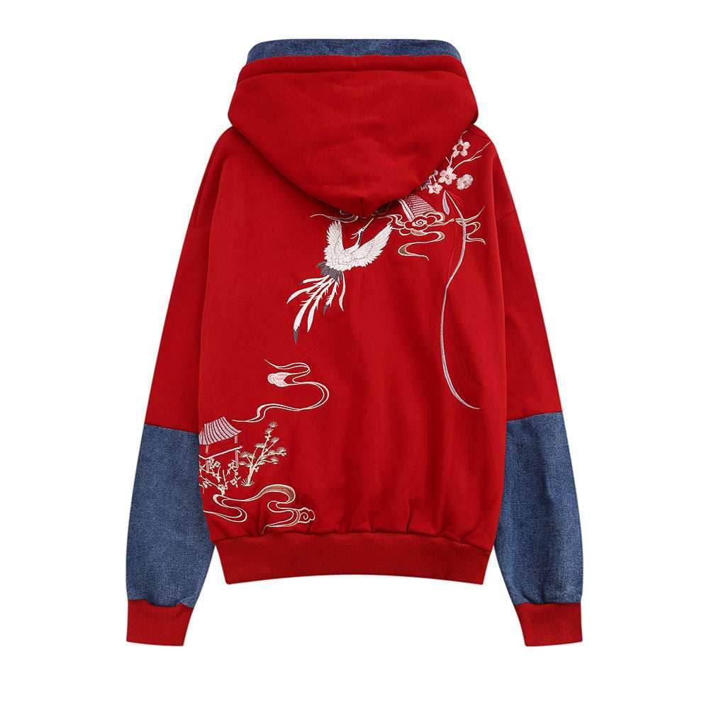 YE731 Fellowship Embroidery Hoodie - Red / S