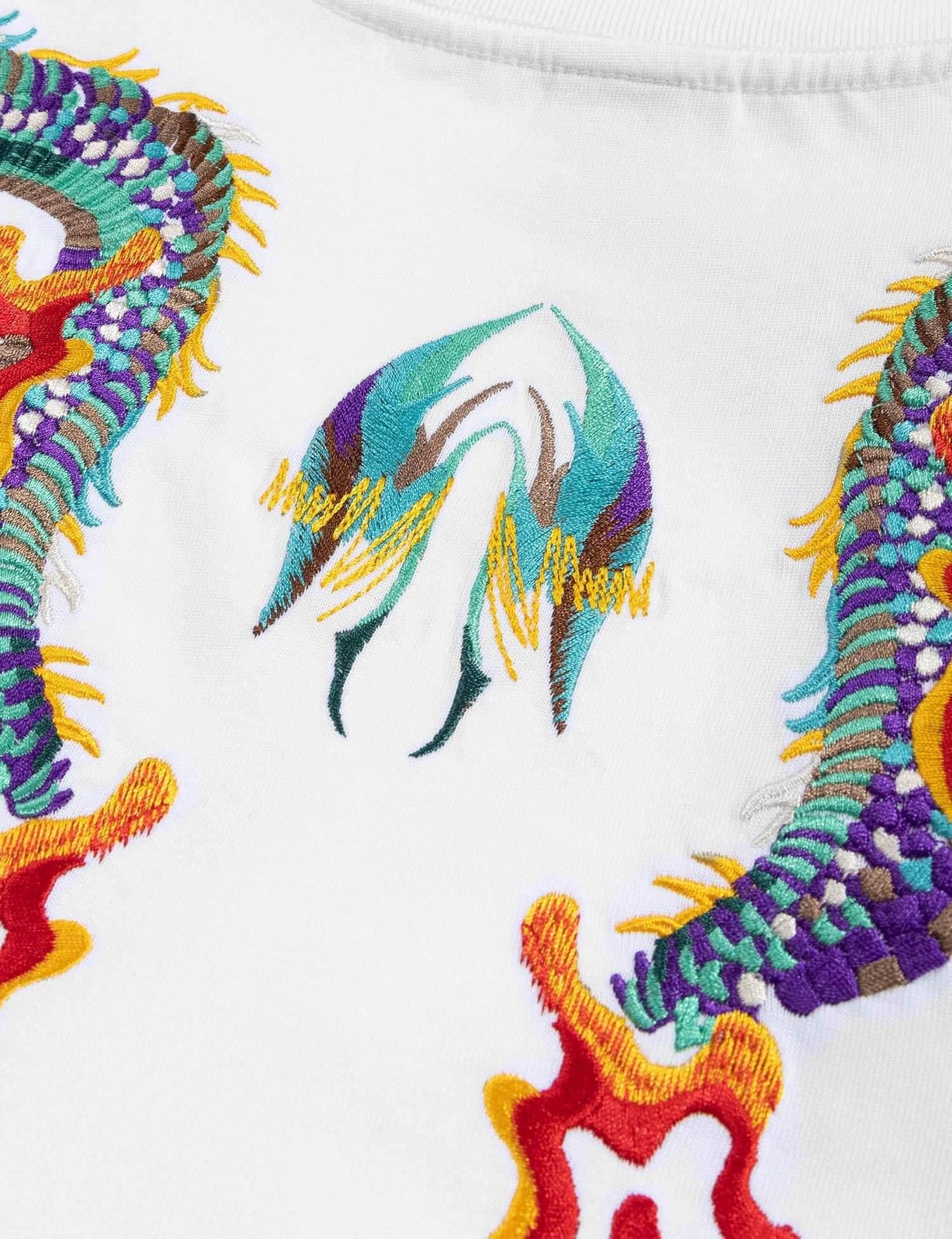 KH727 Flying Dragons Embroidery Tee - White / S