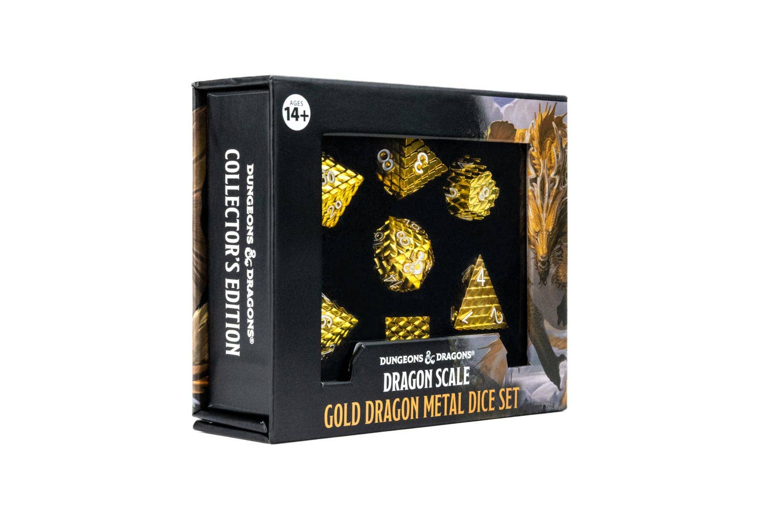 D&D Dragon Scale Metal Dice Set — Gold