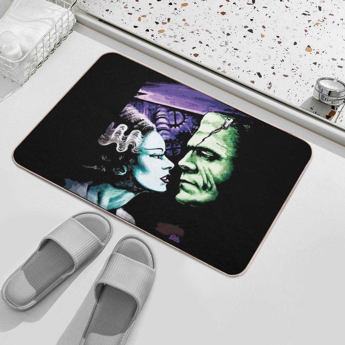 Bride & Frankie Monsters in Love  Dirt-Trapping Bath Mat
