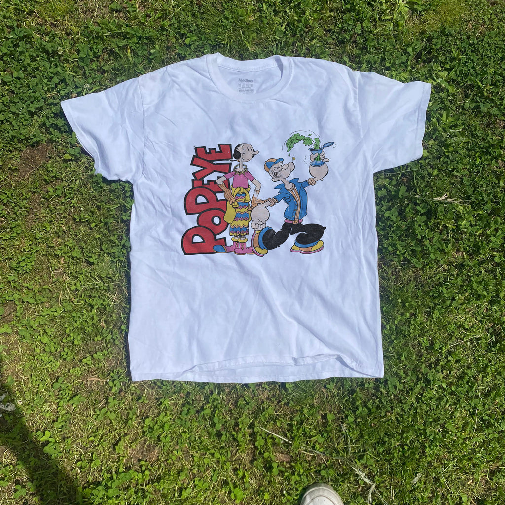 Popeye The Sailor Man 90s Washed White T-shirt
