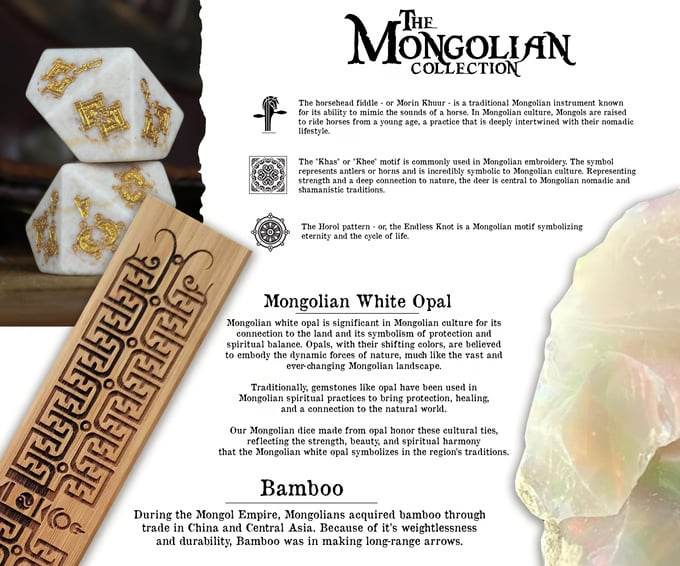 Mongolian White Opal Stone Dice Set - Dice Around the World Collection - 