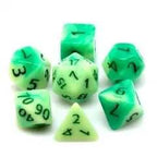 Druid's Pain 7-Dice Set Green & Light Green w/Green Numbers Dnd Dice Set - 