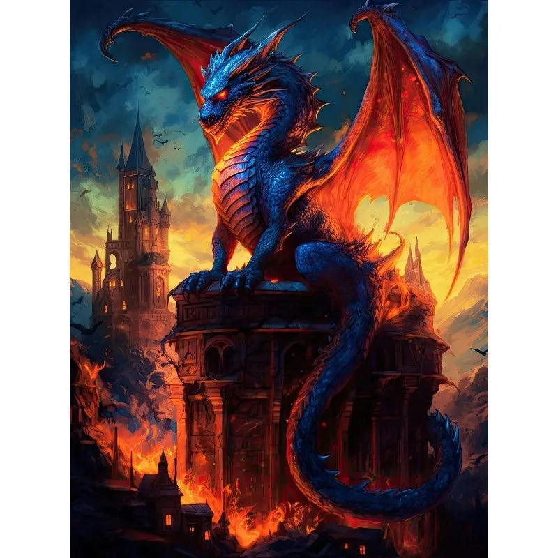 Abstract Fantasy Animals Black Dragon Poster Canvas Painting Oriental Dragon Wall Art Pictures Living Room Home Decor Gift