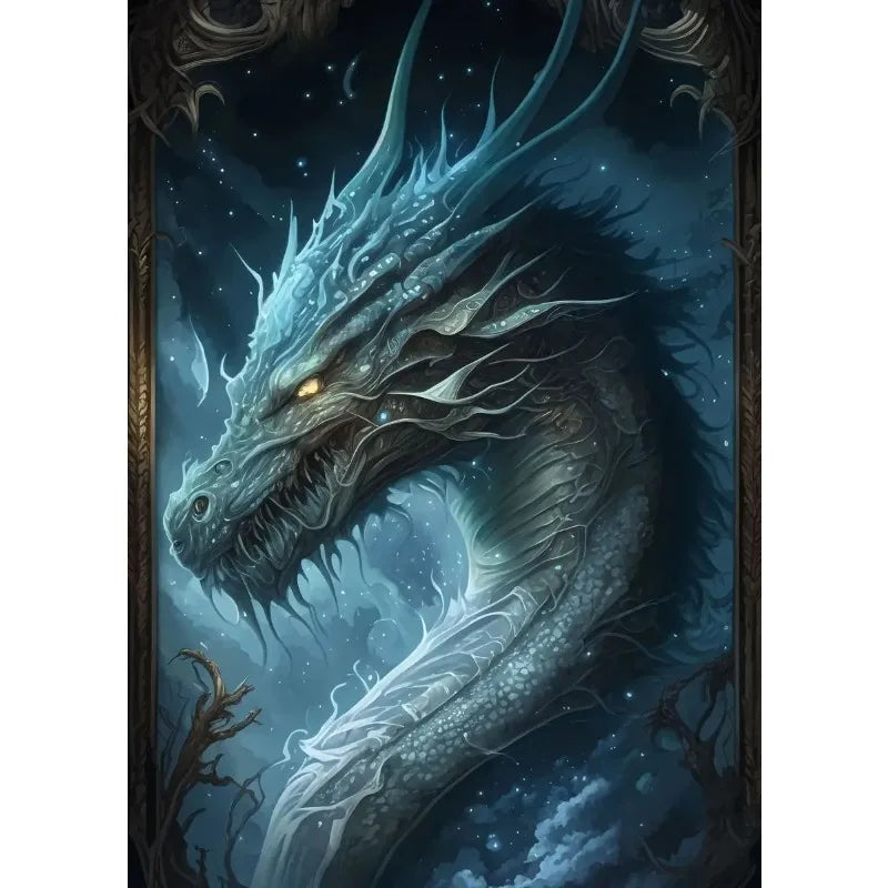 Abstract Fantasy Animals Black Dragon Poster Canvas Painting Oriental Dragon Wall Art Pictures Living Room Home Decor Gift