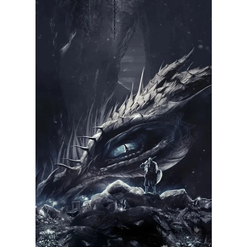 Abstract Fantasy Animals Black Dragon Poster Canvas Painting Oriental Dragon Wall Art Pictures Living Room Home Decor Gift