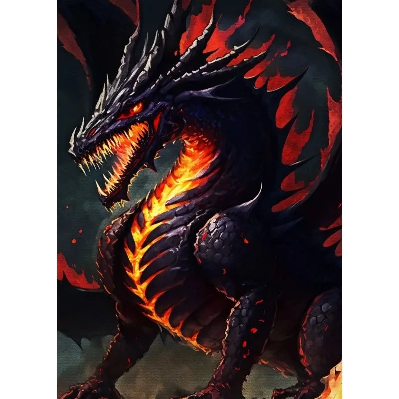 Abstract Fantasy Animals Black Dragon Poster Canvas Painting Oriental Dragon Wall Art Pictures Living Room Home Decor Gift