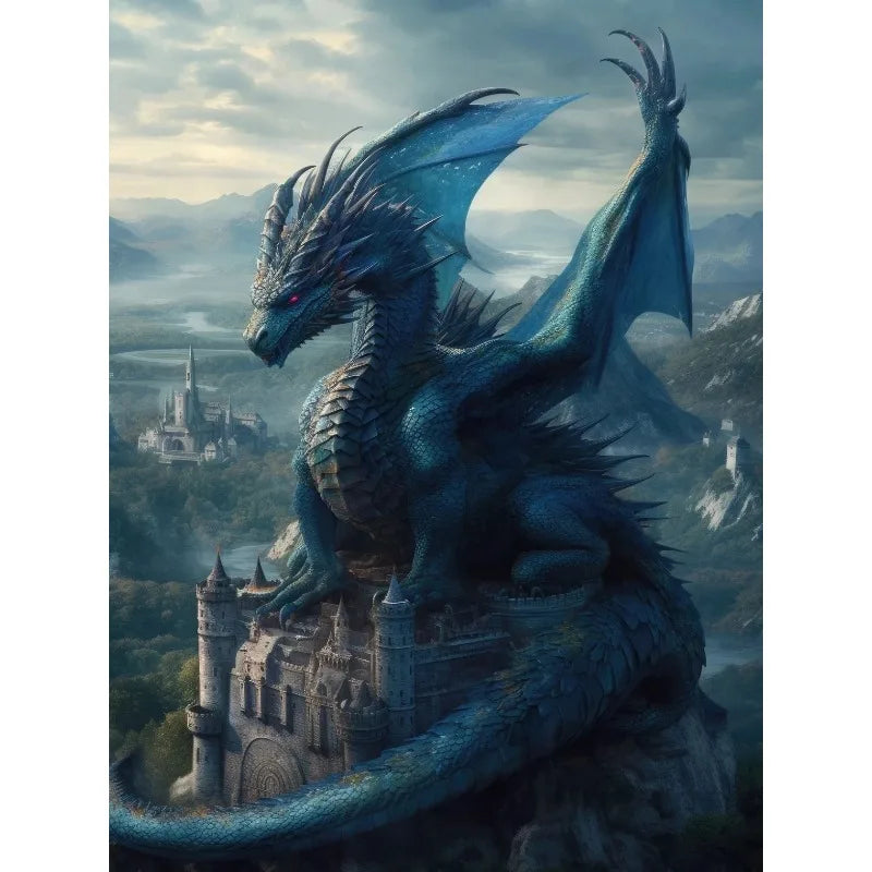 Abstract Fantasy Animals Black Dragon Poster Canvas Painting Oriental Dragon Wall Art Pictures Living Room Home Decor Gift