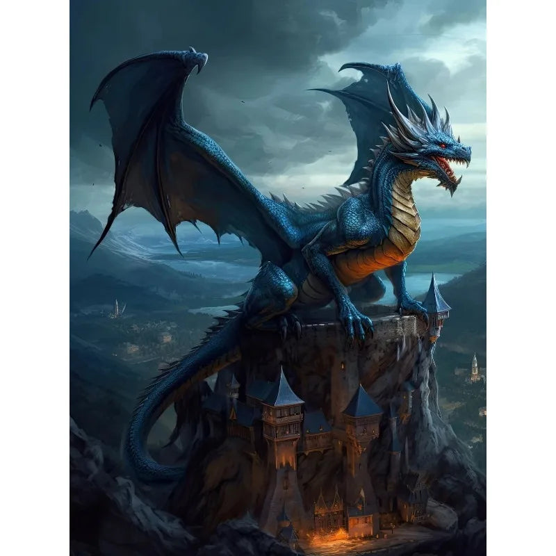 Abstract Fantasy Animals Black Dragon Poster Canvas Painting Oriental Dragon Wall Art Pictures Living Room Home Decor Gift