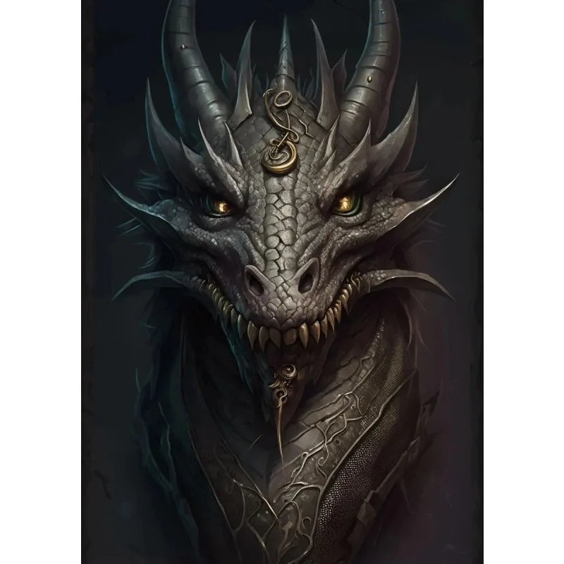 Abstract Fantasy Animals Black Dragon Poster Canvas Painting Oriental Dragon Wall Art Pictures Living Room Home Decor Gift