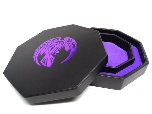 Raven Dice Tray With Dice Staging Area and Lid - 