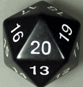 55mm D20 (Black w/ white) Spin-Down Die - Role-Players